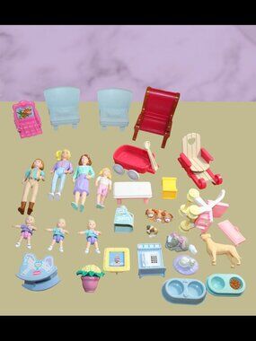 Vtg Fisher Price (29) Piece Loving Family Furniture & People Lot 1990's